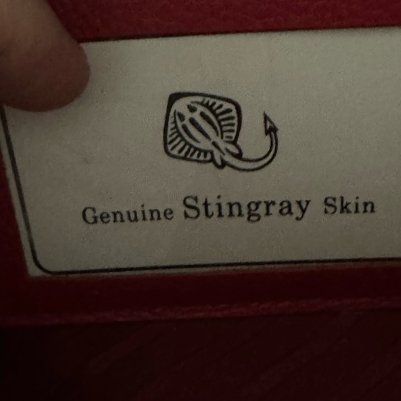 Handmade genuine galuchat (stingray leather) and python skin red handbag - Picture 4 of 10